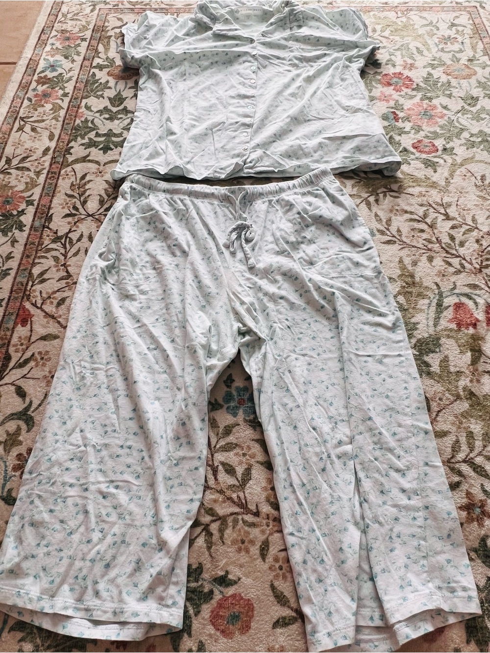 Eileen West Cotton Pajama Set Floral Medium Capri Short Sleeve